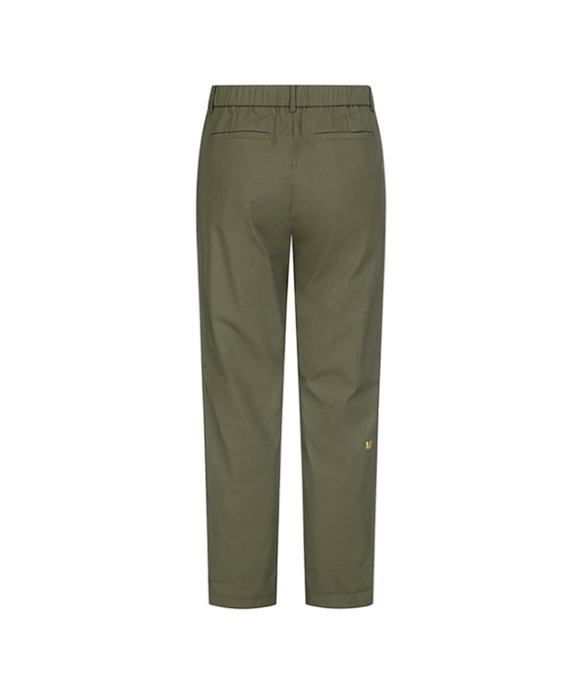 ANEW Golf Men Loose Fit Selvage Roll-Up Long Pants displayed on a hanger, showcasing the relaxed fit and stylish roll-up design.